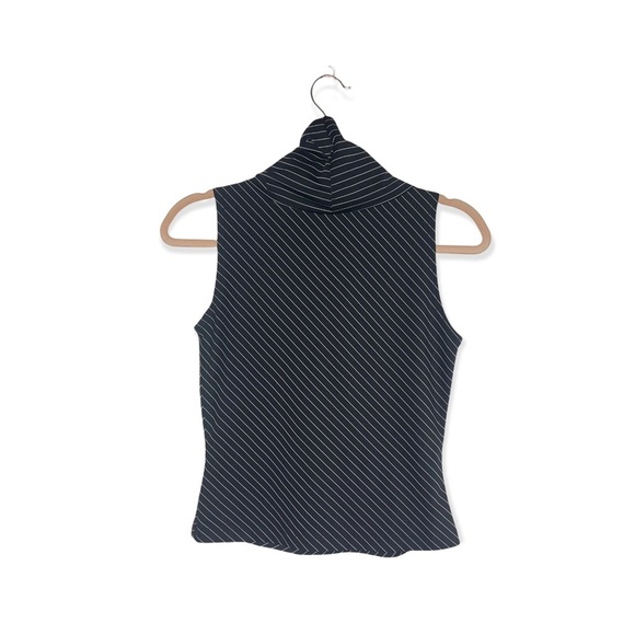 FOREVER21 Black & White Stripe Cowl Neck Tank Top M - Picture 6 of 7